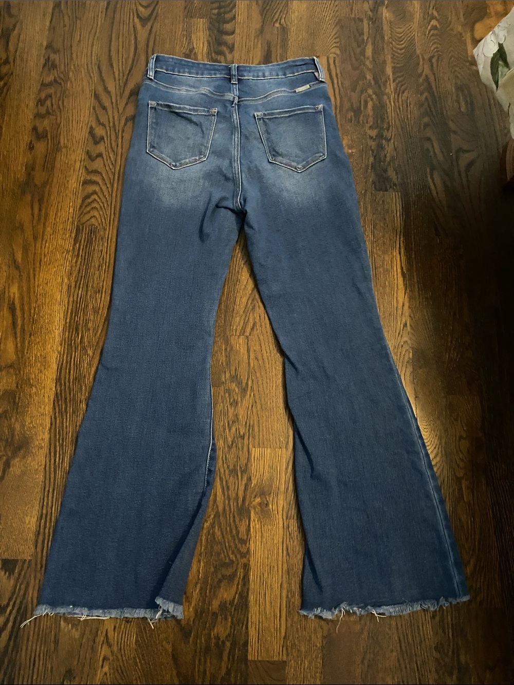 KanCan Medium Blue Flare Jeans with Frayed Hem - Picture 4 of 4